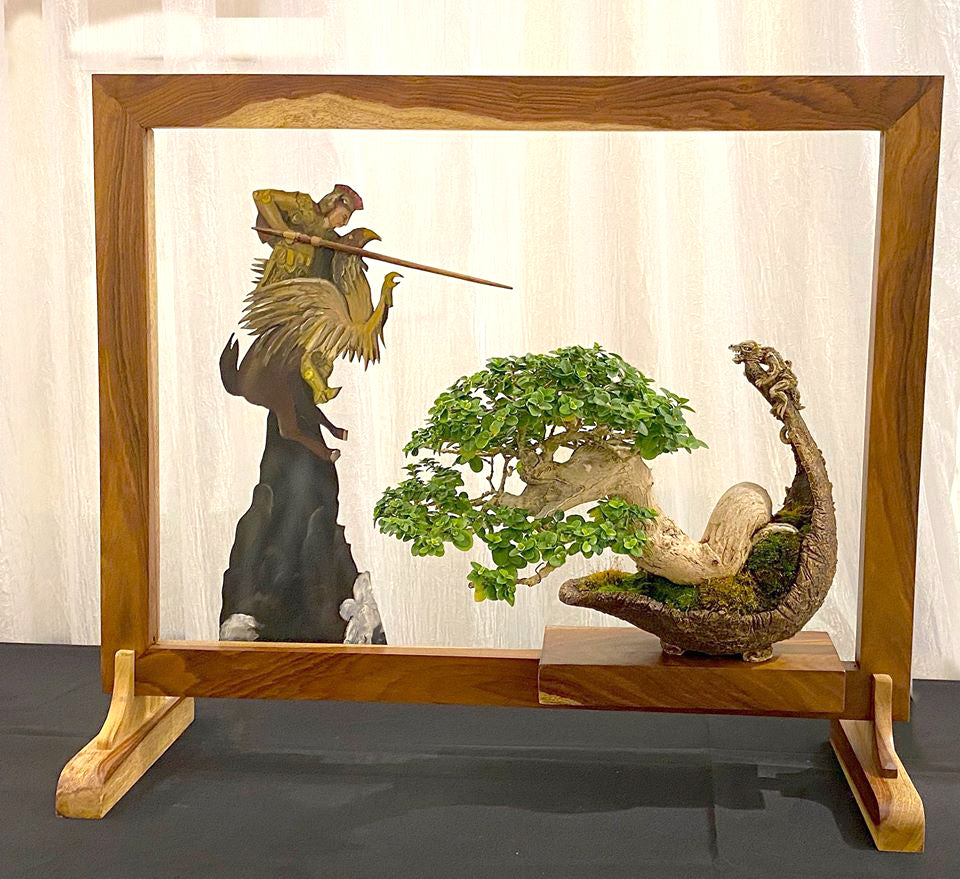 Bare Boned Bonsai in All their Glory  Stone Lantern