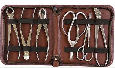 Roshi 6 Piece Stainless Bonsai Tool Kit with Zippered Case