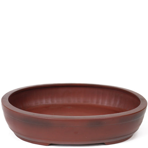 12.25 oval unglazed reddish Yixing pot with gloss finish - PW64