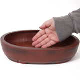 12.25 oval unglazed reddish Yixing pot with gloss finish - PW64