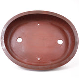 12.25 oval unglazed reddish Yixing pot with gloss finish - PW64