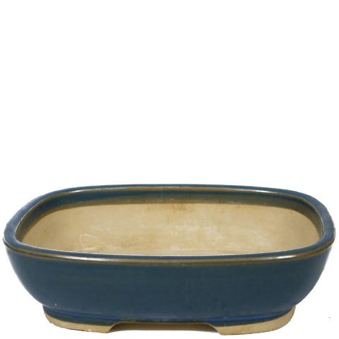 Medium soft rectangle glazed blue/green Japanese pot - PW22