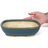 Medium soft rectangle glazed blue/green Japanese pot - PW22