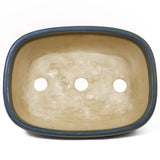 Medium soft rectangle glazed blue/green Japanese pot - PW22