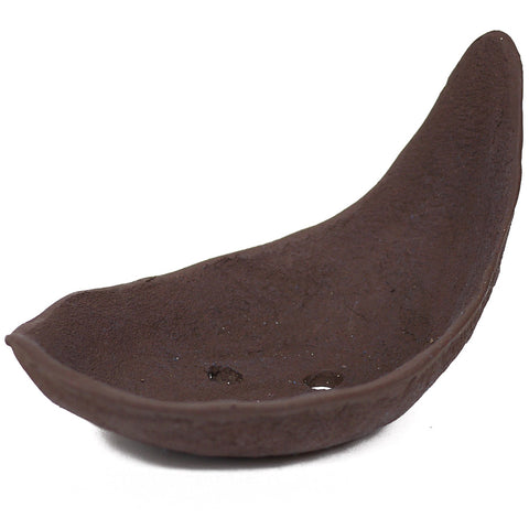 Medium crescent moon unglazed dark brown Japanese pot  - PW32