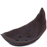Small crescent moon unglazed dark brown Japanese pot  - PW33