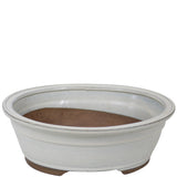 Medium Oval Glazed Off White Ceramic Pot PW34