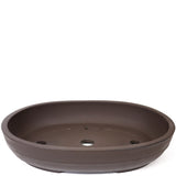 12.75" Oval Unglazed Brown Ceramic Japanese Pot PW46