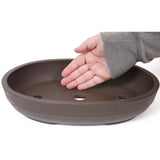 12.75" Oval Unglazed Brown Ceramic Japanese Pot PW46