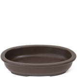 Small Low Oval Unglazed Brown Ceramic Pot PW47