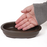 Small Low Oval Unglazed Brown Ceramic Pot PW47