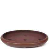 Small Low Oval Unglazed Brown Japanese Ceramic Pot PW58