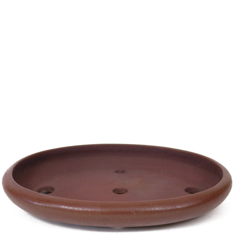 Small Low Oval Unglazed Brown Japanese Ceramic Pot PW58