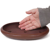 Small Low Oval Unglazed Brown Japanese Ceramic Pot PW58