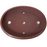 Small Low Oval Unglazed Brown Japanese Ceramic Pot PW58