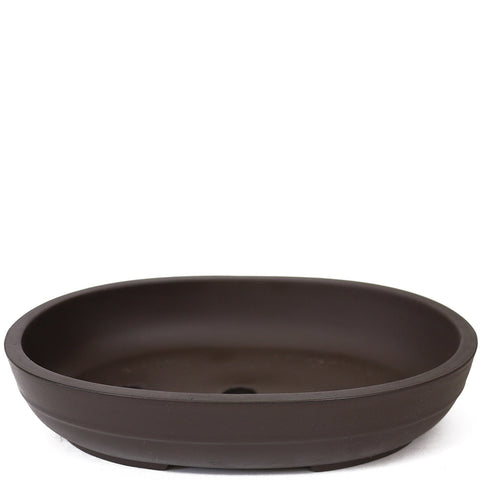 10.9" Oval Unglazed Brown Ceramic Japanese Pot PW59