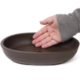 10.9" Oval Unglazed Brown Ceramic Japanese Pot PW59