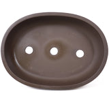10.9" Oval Unglazed Brown Ceramic Japanese Pot PW59