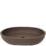 13" Oval Unglazed Brown Ceramic Japanese Pot PW60