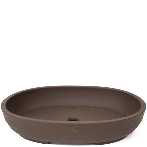 13" Oval Unglazed Brown Ceramic Japanese Pot PW60