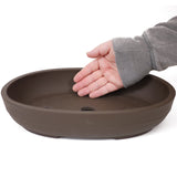 13" Oval Unglazed Brown Ceramic Japanese Pot PW60