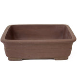 Medium rectangle unglazed dark brown Yixing Chinese raised band pot - PW7