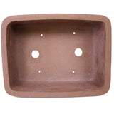 Medium rectangle unglazed dark brown Yixing Chinese raised band pot - PW7