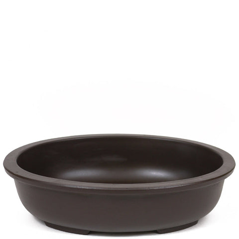 12.5" Deep Oval Unglazed Brown Ceramic Japanese Pot PW70