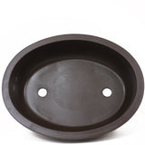 12.5" Deep Oval Unglazed Brown Ceramic Japanese Pot PW70