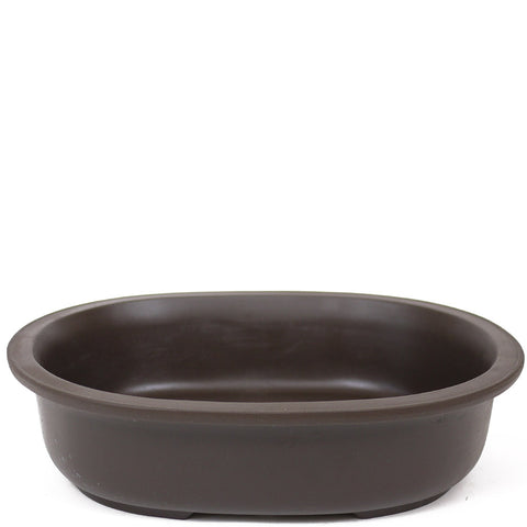 14" Deep Oval Unglazed Brown Ceramic Japanese Pot PW71