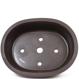 14" Deep Oval Unglazed Brown Ceramic Japanese Pot PW71
