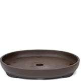 16" Low Oval Unglazed Brown Ceramic Japanese Pot PW72