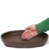 16" Low Oval Unglazed Brown Ceramic Japanese Pot PW72