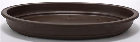 Large Low Oval High Impact Plastic Bonsai Pot - Brown