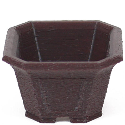 Riki Fancy Octagonal Semi Cascade Bonsai Pot - 2" Brown