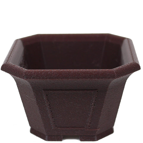 Riki Fancy Octagonal Semi Cascade Bonsai Pot - 5" Brown