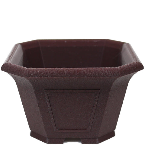 Riki Fancy Octagonal Semi Cascade Bonsai Pot - 8" Brown