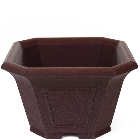 Riki Fancy Octagonal Semi Cascade Bonsai Pot - 9" Brown