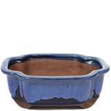 Medium Small Lotus shape glazed blue Japanese pot - PW20