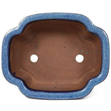 Medium Small Lotus shape glazed blue Japanese pot - PW20