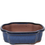 Small Medium Lotus shape glazed blue Japanese pot - PW26