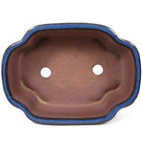 Small Medium Lotus shape glazed blue Japanese pot - PW26