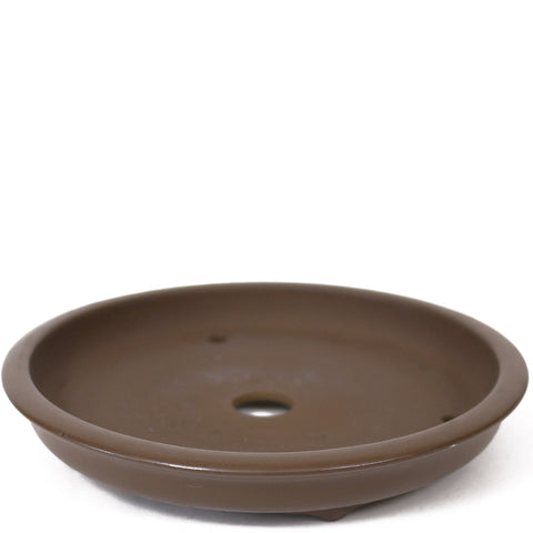 Medium Round Unglazed Brown Shallow Japanese Ceramic Pot PW42