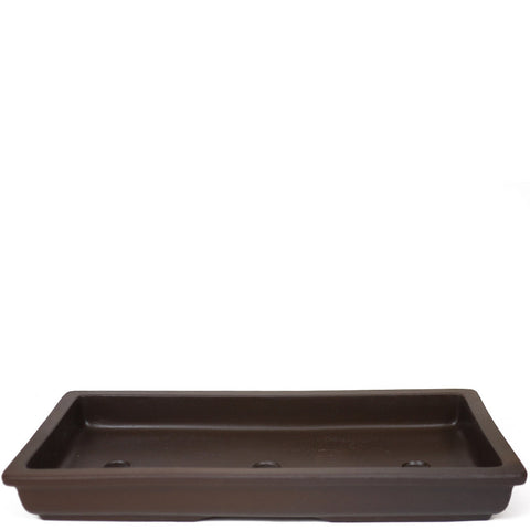 Long Low Rectangle Unglazed Brown Japanese Ceramic Pot PW55